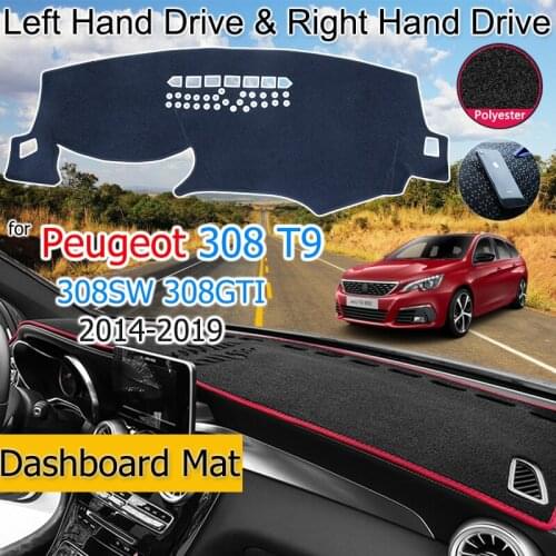 For Peugeot 308 T9 2014~2019 308 308sw 308GTI Anti-Slip Mat Dashboard Cover Pad Sunshade Dashmat Carpet Accessories