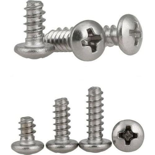 40pcs M1.4-M2.2 304 stainless steel cross round head flat tail self-tapping screws