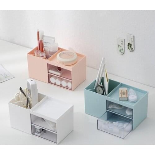 Double Drawer Desktop Storage Box Makeup Plastic Compartment Finishing Box Jewelry Storage Box Simple Drawer Organizer