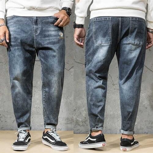 Trendy Harem Jeans Men Casual Denim Pants Loose Baggy Hiphop Trousers Streetwear Plus Size Clothing