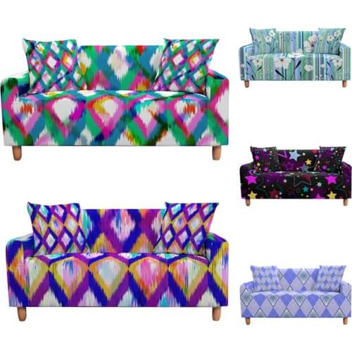 Geometric Elastic Sofa Cover for Living Room Stretch Slipcover Sectional Corner Couch Cover Tie Dye Tramo Funda De Sofá Mariposa