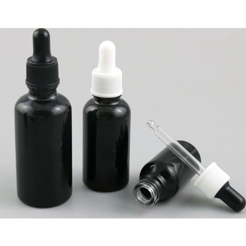10 x 10ml 30ml 50ml 100ml Essential Oil Bright Black Glass Bottle With Dropper For Liquid Reagent Pipette Bottle