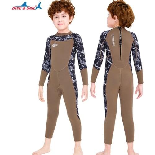 Girls Wetsuit Wetsuit 2.5MM Neoprene One-Piece Swimsuit Suit Girls Long Sleeve Surfing Jellyfish Swimsuit Cold Water