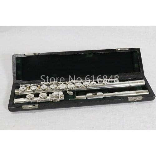 Hot Pearl PF-525 E Cupronickel Flute C Tune 16 Keys Closed Holes Flute With E Key High Quality Silver Plated Musical Instrument