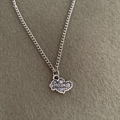 Exquisite Antique Silver IRELAND Map Charms Pendant Necklace Women Jewelry Gift For Friends Dropshipping