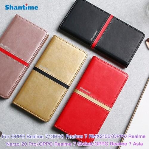 Leather Wallet Case For OPPO Realme 7 RMX2155 7 Global 7 Asia Flip Case For OPPO Realme Narzo 20 Pro Case Silicone Back Cover