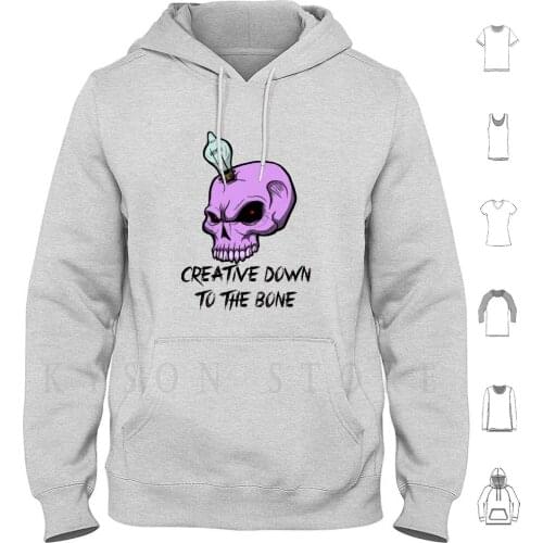 Creative Skull Hoodies Long Sleeve Dropg Skull Skull Pin Button