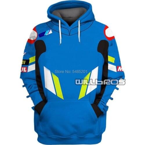 For Suzuki Motorcycle Zip-up Hoodie Riding Cotton Sweatshirt Motocross Cycling Jacket Moto Fleece