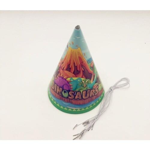 6pcs Cartoon Colorful Dinosaur Hats Happy Birthday Event Holiday Decoration Supplies