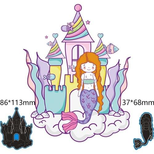 New Metal Cutting Dies Mermaid And Her House For Card DIY Scrapbooking stencil Paper Craft Album template Dies 86*113/37*68mm