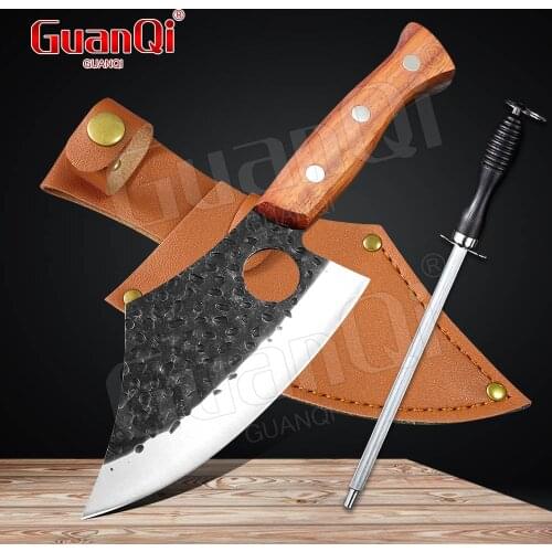 Meat Cleaver Hunting Knife Handmade Forged Boning Knife Household Kitchen Knife Multi-purpose Knife Butcher Slicing Knife