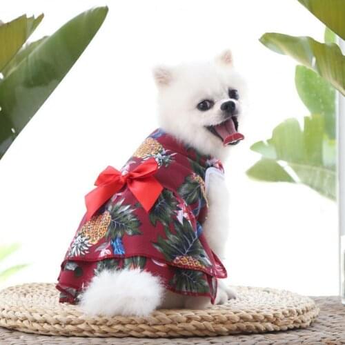 Pet Clothes Pineapple Pattern Decorative Breathable Pet Dogs Cats Princess Dress Summer 강아지옷