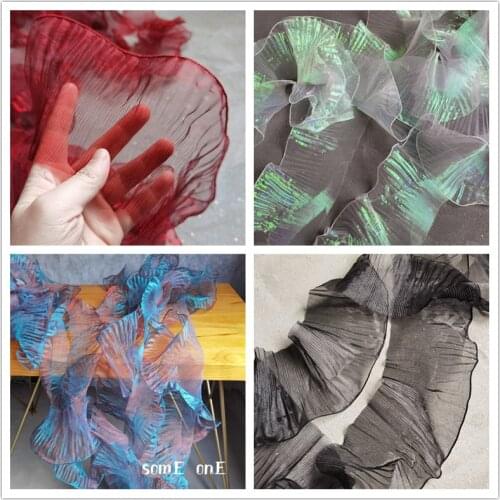 Pleated Organza Lace Trim Ruffle Microfolds DIY Patchwork Decor Cuffs Neckline Wedding Dress Designer Accessories