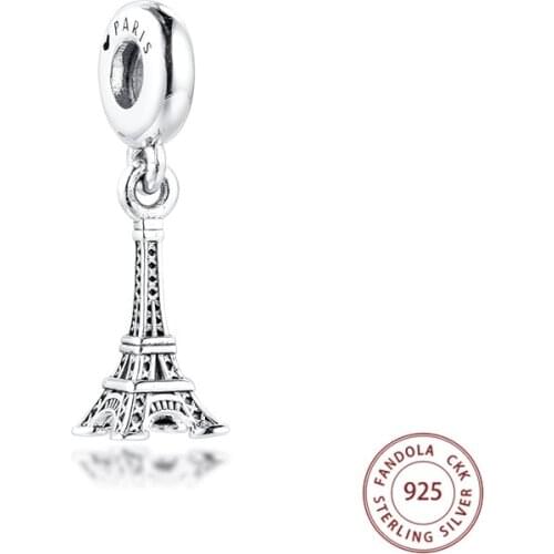 Fits Pandora Bracelet Argent 925 Sterling Silver Eiffel Tower Dangle Beads DIY Jewelry Making Berloques Wholesale