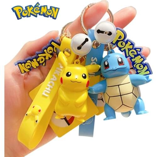 Genuine Pokemon Action Figure Anime Pikachu Squirtle Psyduck Model Car Keychain Cartoon Toys For Girl Kawaii Jigglypuff Gift