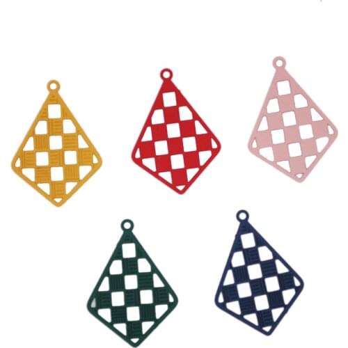 30pcs/Lot Fashion Copper Filigree Stamping Pendants Rhombus Style Jewelry DIY Findings 17x24mm