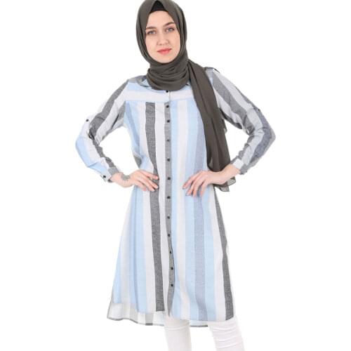Striped Hijab Tunik 2021 Summer Spring Muslim Clothing Women 'S Scarves Islamic Hijab For Muslim Women Tunik