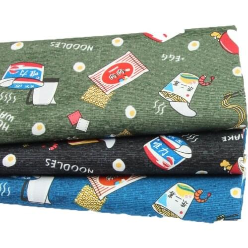 Half Yard Thin Cotton Fabric With Food Noodles Print Handmade DIY Garment Dress Shirt Material 100% Cotton A44