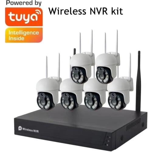 PTZ 8CH 6Camera Video System Tuya Smart Life Surveillance Camera NVR Kit 1080P Wireless WIFI CCTV System Camera Security System
