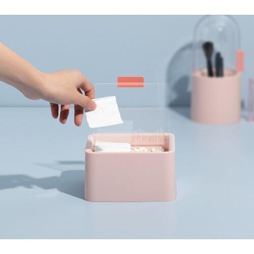 Dustproof Double-layer Makeup Lipstick Organizer with Lid Containers for Cotton Pads/Swab/Beauty Blender Sundries Storage Box