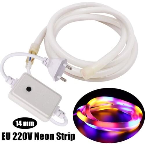 RGB Neon Strip EU 220V 240V Waterproof Flexible Neon Sign Fairy Lighting Festival Decoration 14mm 120leds/m 2835 LED Strip