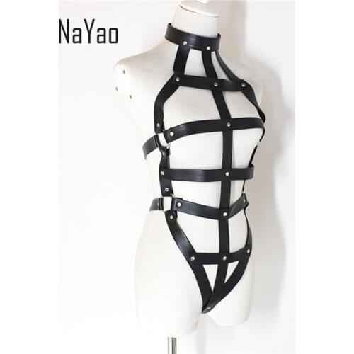 PU Body Rope Sex Harness Bondage Restraints Female Chastity Belt for BDSM Slave Cosplay Adult Game Sex Toys
