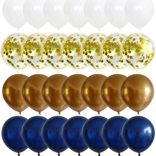 20/40pcs 10 inch Metallic Gold White Pearl Balloons Baby Shower Wedding Birthday Party Ink Blue Gold Confetti Ballon Decor Kid