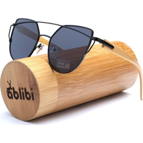 Ablibi 2017 Womens Sunglasses Oversize Bamboo Wood Gray Sun Glasses for Ladies oculos de sol masculino in Original Box