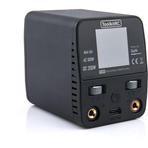 ToolkitRC P200 Mini 30V AC100W DC200W 10A GaN Adjustable Mini Desktop Power Supply USB Output