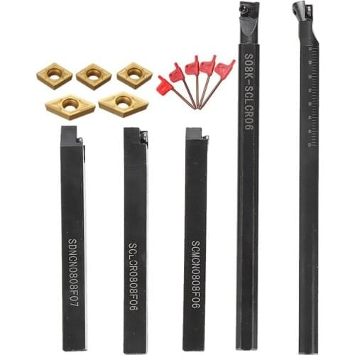 TOP 8mm Shank Indexable Lathe Turning Tool Holder with CCMT060204 DCMT070204 Carbide Inserts for CNC Machine