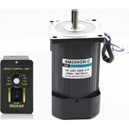 6M200GN-C 220V 200W 0.6A speed AC motor High speed motor Adjustable speed, adjustable direction with speed governor