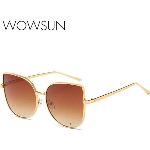 WOWSUN Most Fashionable Cat Eye Sunglasses Women Brand Designer Alloy Frame Sunglasses Shades UV400 WO-0027