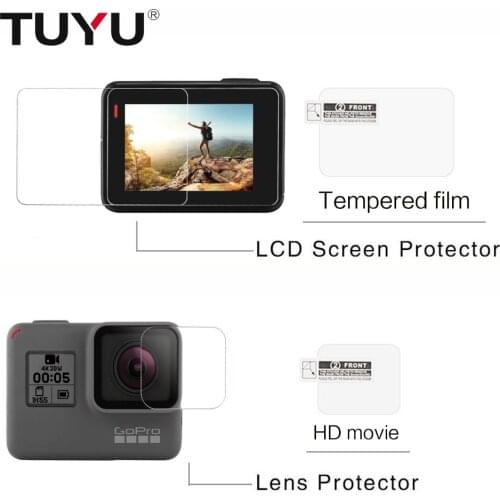 TUYU Tempered Glass Screen Protector for Gopro Hero 7 6 5 Black LCD HD Protective Film for Go pro Hero 5 6 7 Action Camera