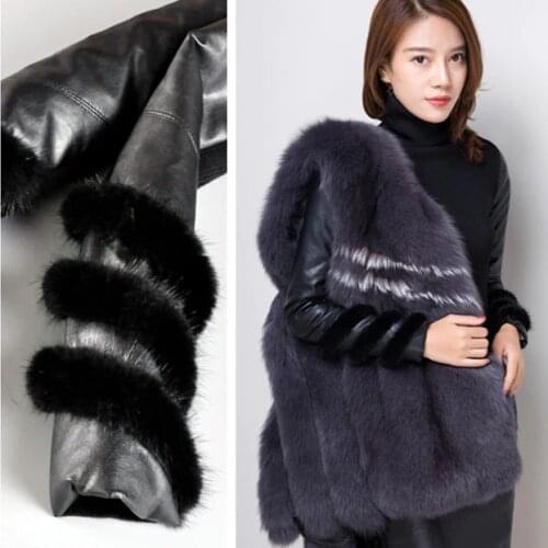 Brand Quality Womens Winter Autumn Stand Collar Sweaters Mink Fur Cotton Warm PU Leather Patchwork Sweater Pullovers Tops NS55