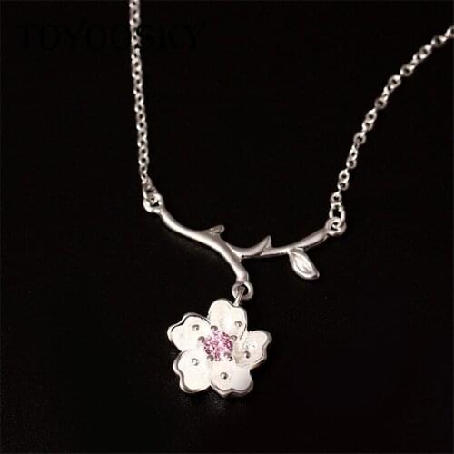 2019 Romantic Pink Cherry Blossoms Choker Necklace For Women Chinese Style Original Design Lady 925 Sterling-silver-jewelry