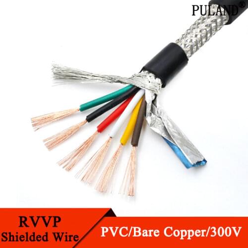 1 Meter 22 20 18 17 15 AWG RVVP Shielded Cable 2/3/4/5/6/7/8/10 Cores Bare Copper PVC Insulated Control Line UL2547 Signal Wire