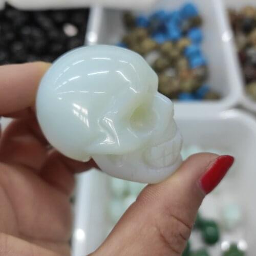 1pcs Natural Opal Stone Crystal Skull Hand Carved Polished Gemstone Healing Crystal Home Decoration Collection Gift