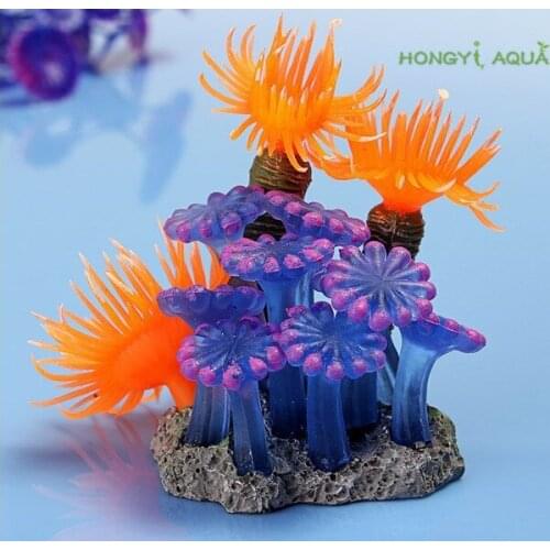 1 Piece Resin + Silicone Fish Tank Aquarium Soft Artificial Resin Coral Fish Tank Cute Decoration Micro Landscape Ornaments