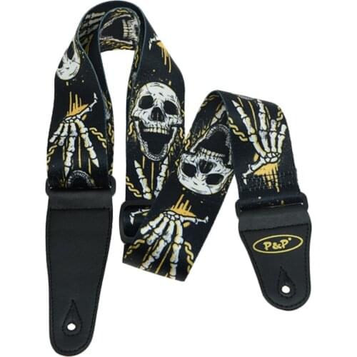 2" Soft Polyester Acoustic Electric Guitar Bass Adjustable Strap Skull Pattern