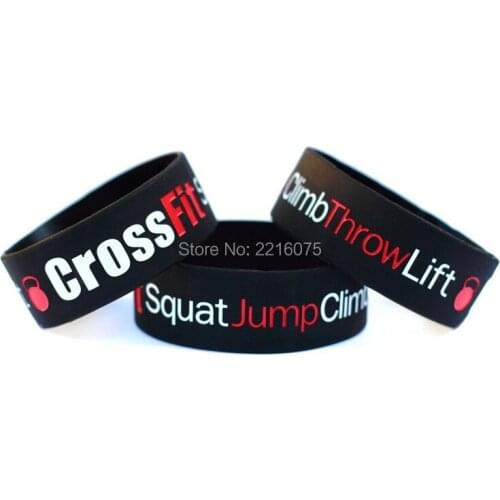 300pcs one inch Squat Jump Climb Throw Lift CrossFit wristband silicone bracelets free shipping by DHL express