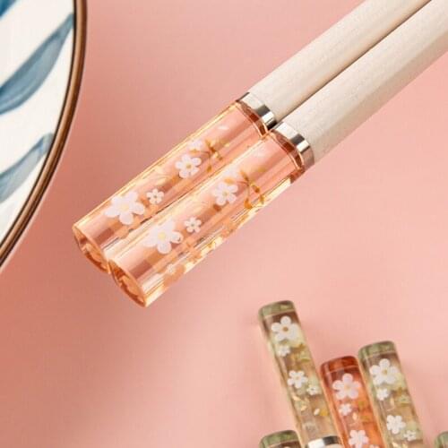 5 Pair High Temperature Resistant Non-slip Japanese Sakura Chopsticks Household Reusable for Sushi Hashi Food Sticks Tableware