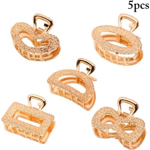5pcs Fashion Girl Hair Claw Geometric Metal Hairpin Crab Retro Heart Shape Hair Clips Hair Accessories For Women