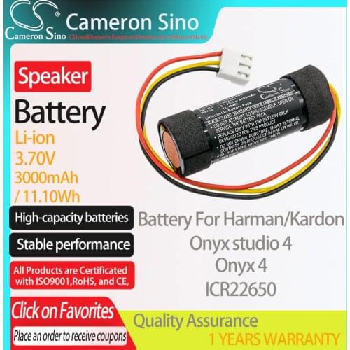 CameronSino Battery for Harman/Kardon Onyx studio 4 Onyx 4 fits Harman/Kardon ICR22650 Speaker Battery 3000mAh 3.70V Li-ion