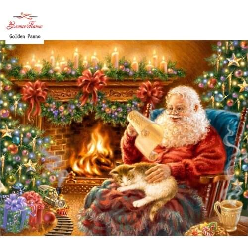 GOLDEN PANNO Diamond Painting Full Square 5D Diy Daimond Embroidery Diamant Mosaic Sale Displasy Broderie Diamant Santa Claus 02