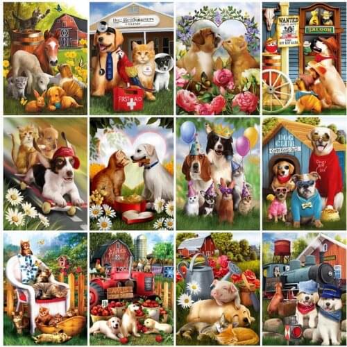 Dogs Diamond Mosaic Painting Animals Diamand Paint Complet Rhinetones Stickers Wall Decor New Arrival Hobby Picture Diamond Dot