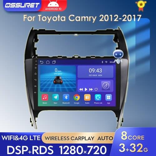 Android 10 2DIN For Toyota Camry 2012-2017 North America Car Radio Multimedia Video Player Navigation GPS Stereo With BT SWC FM