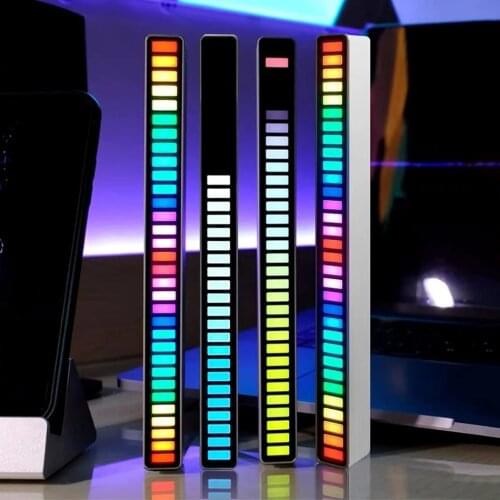 2021 New Car Sound Control Light RGB Voice-Activated Music Rhythm Ambient Light with 32 LED 18 Colors Car Home Decoration Lamp