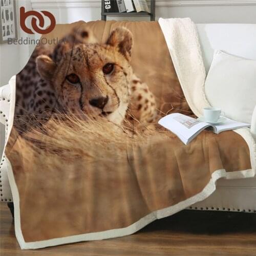BeddingOutlet Leopard Sherpa Blanket Cheetah Blankets For Beds 3D Animal Soft Fluffy Blanket Photography Plush Blanket Bedding