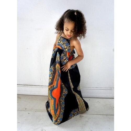 Bohemian Boho Maxi Dress Girls Baby Vestidos Party Toddler Kids Clothes Dresses Pattern Lace Up Backless Open Back 2 to 8 yrs
