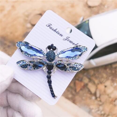 Dragonfly Rhinestone Brooch Green Color Ladies Party Gifts Dress Accessories Women Pearl Pin Enameled Brooch Fashion Jewelry